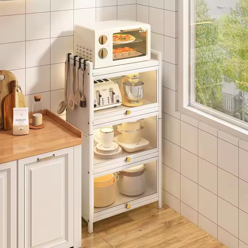 Hot selling products: modern flat packaging kitchen food storage containers tableware cabinets