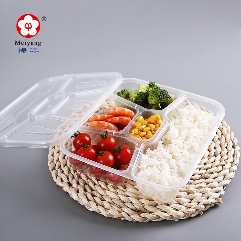 Disposable PP Plastic Multi-section microwave safe takeaway food container lunch box transparent packaging box 15470