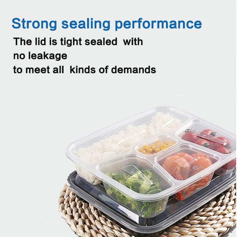 Disposable PP Plastic Multi-section microwave safe takeaway food container lunch box transparent packaging box 15470
