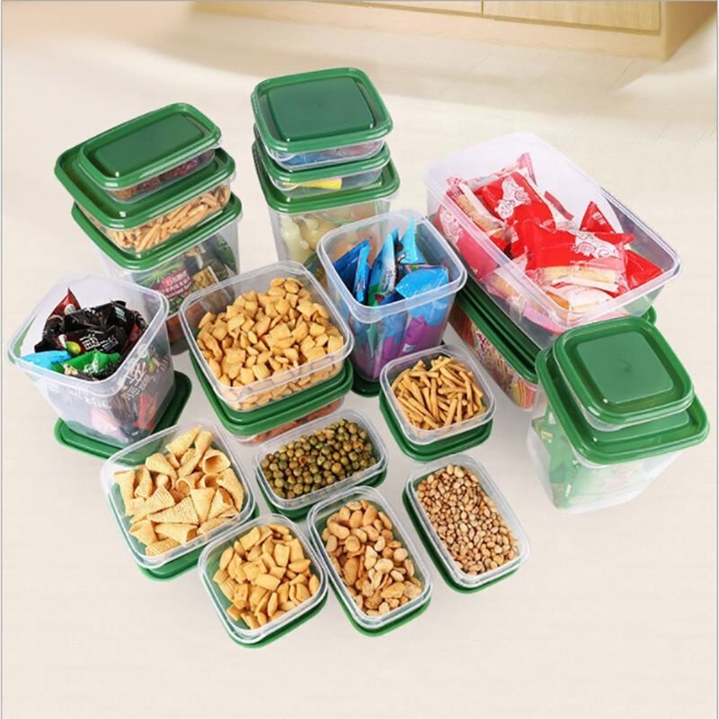 Clear Airtight Food Storage Container Plastic Food Containers Set Kitchen Storage 17pcs Plastic Preservation Box