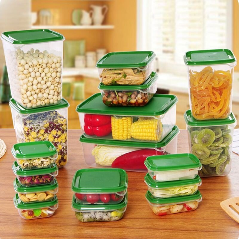 Clear Airtight Food Storage Container Plastic Food Containers Set Kitchen Storage 17pcs Plastic Preservation Box