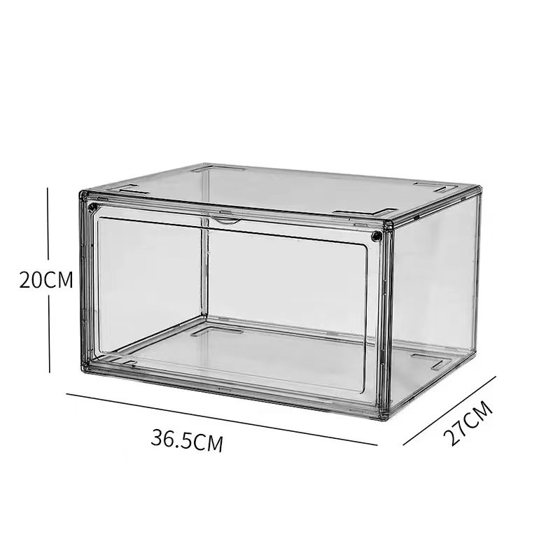 Custom Magnetic Stackable Foldable Plastic Home Square Transparent Clear Acrylic PET Sneakers Shoe Container Storage Box