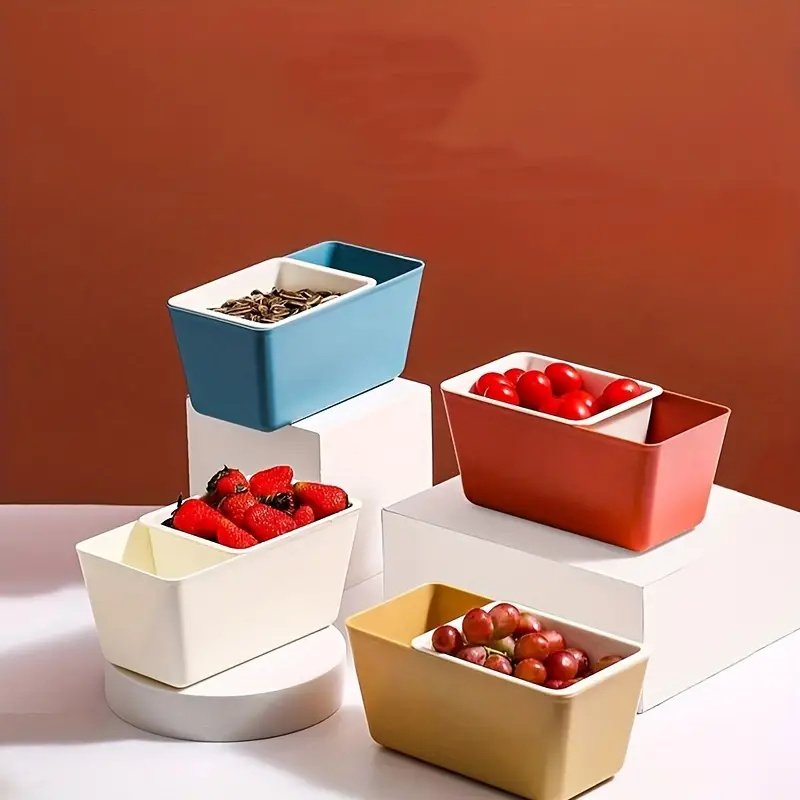 Wholesale Household Rectangular Snack Storage Box Kitchen Drainage Double Layer Plastic Fruit Storage Box