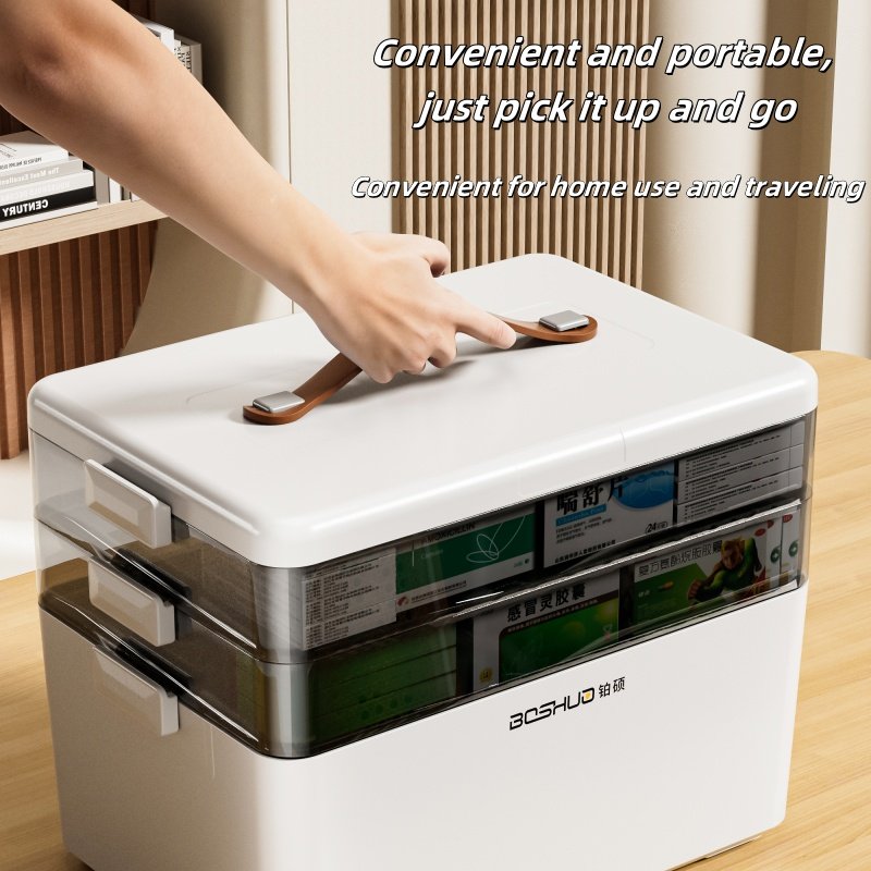 Large-Capacity Portable Multi-Layer Plastic Medicine Storage Box Modern Injection Design First Aid Medicine Storage Unit