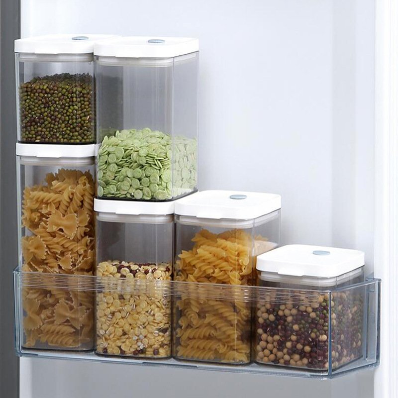 Kitchen Storage Organizer Airtight Food Storage Container Kitchen Cabinet Organizer and Storage Box Plunger Vacuum Plastic