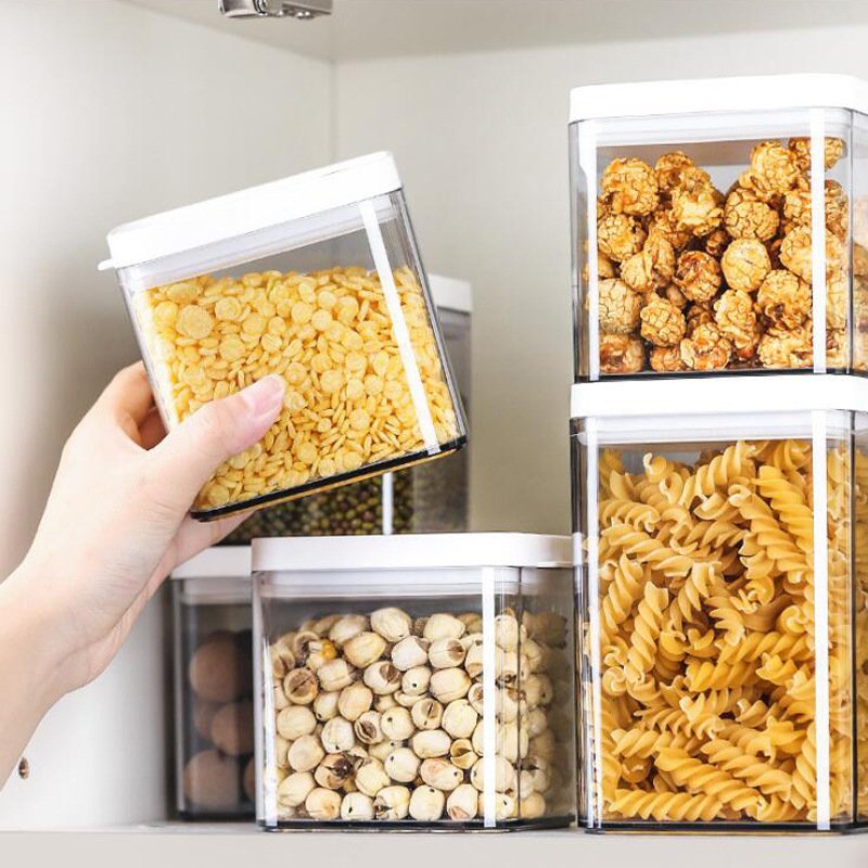 Kitchen Storage Organizer Airtight Food Storage Container Kitchen Cabinet Organizer and Storage Box Plunger Vacuum Plastic