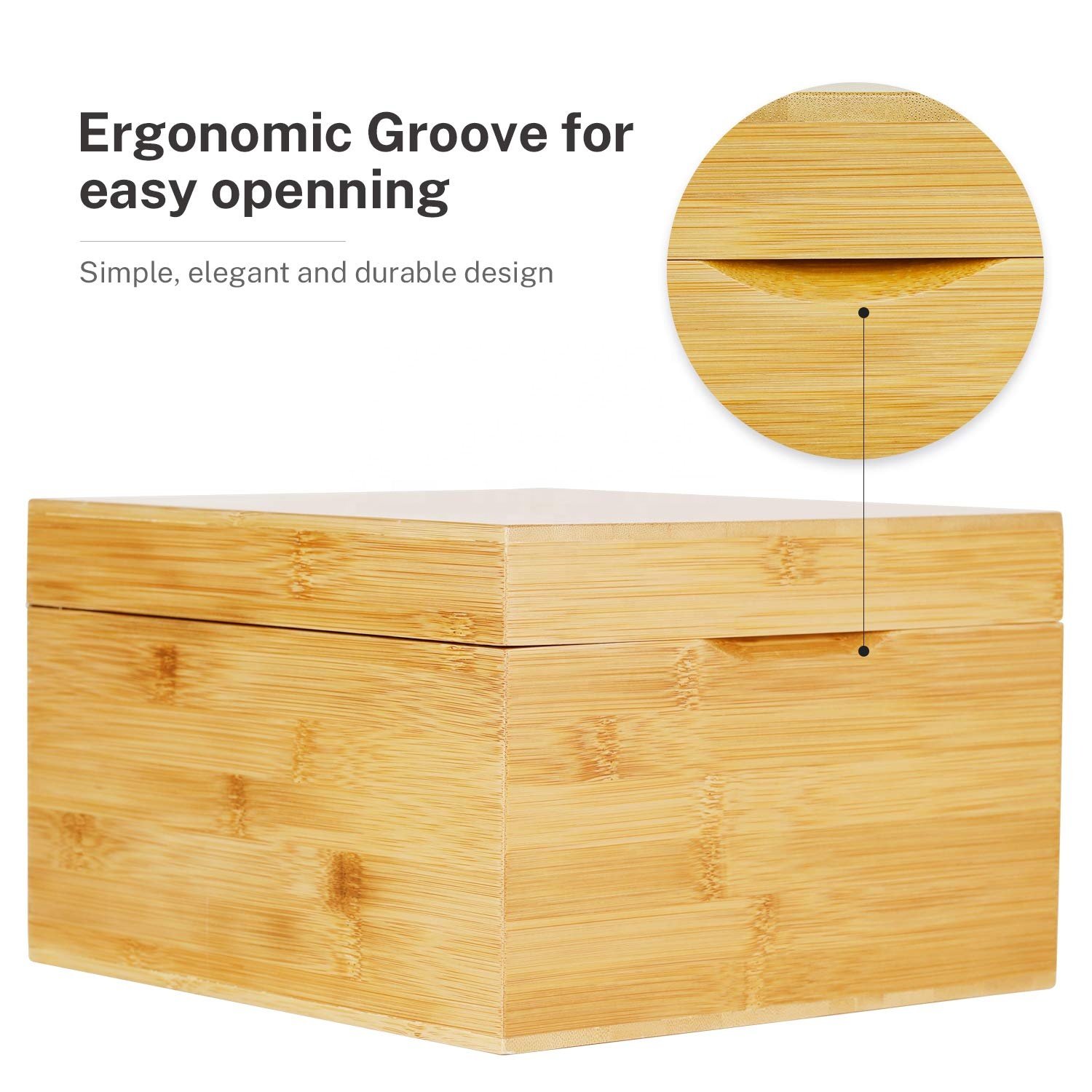Custom advanced environmental index card storage box Bamboo Business Card Storage Box