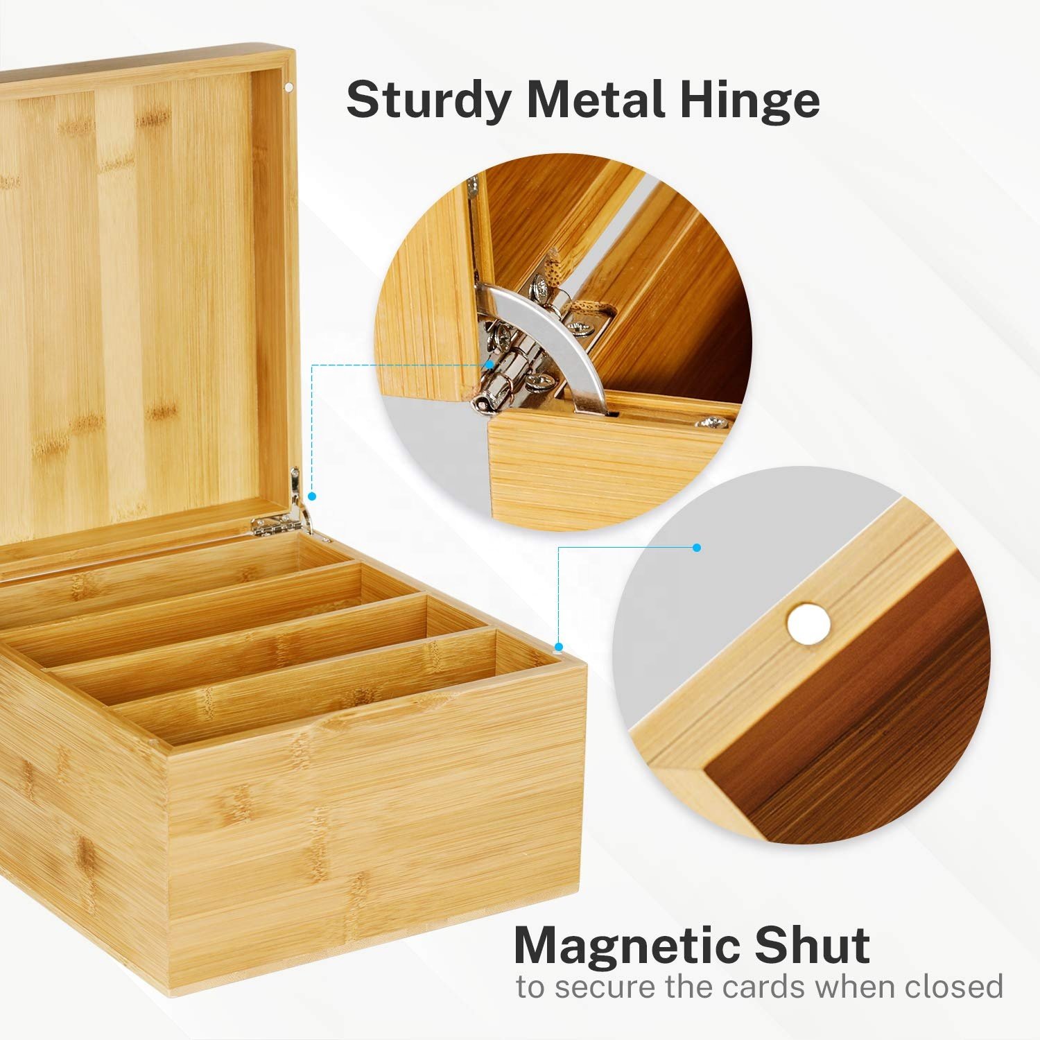 Custom advanced environmental index card storage box Bamboo Business Card Storage Box