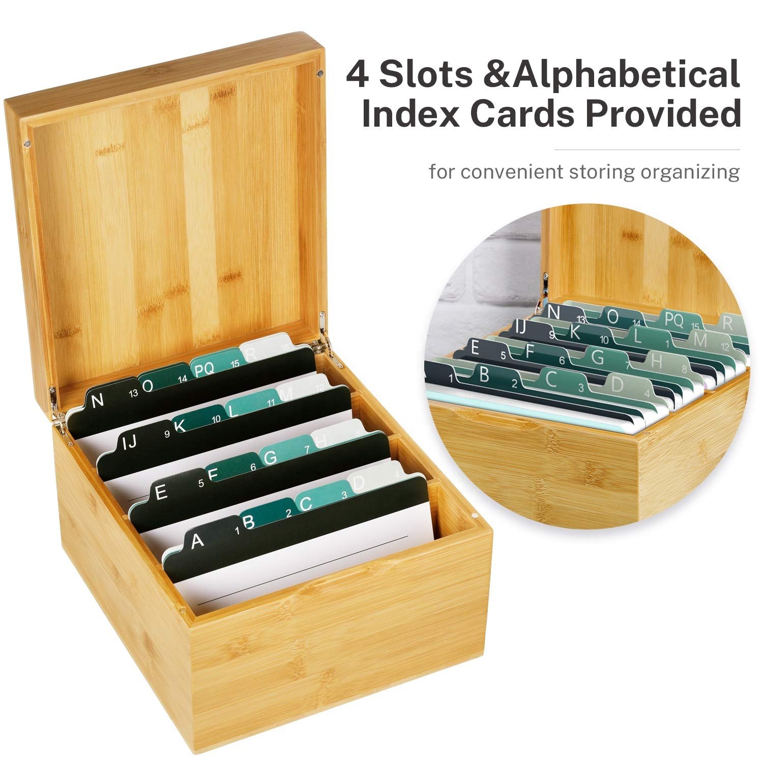 Custom advanced environmental index card storage box Bamboo Business Card Storage Box