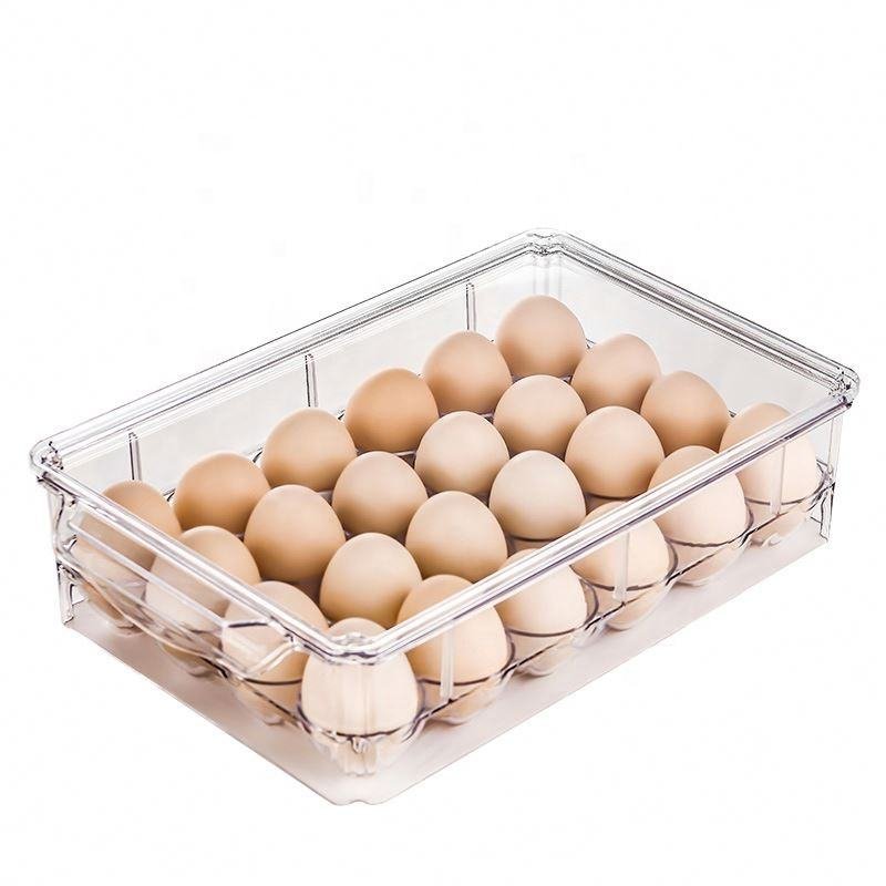 High Quality 24 Holes Clear Tray Egg Storage Box Food Grade PET Refrigerator Food Egg Preservation Box
