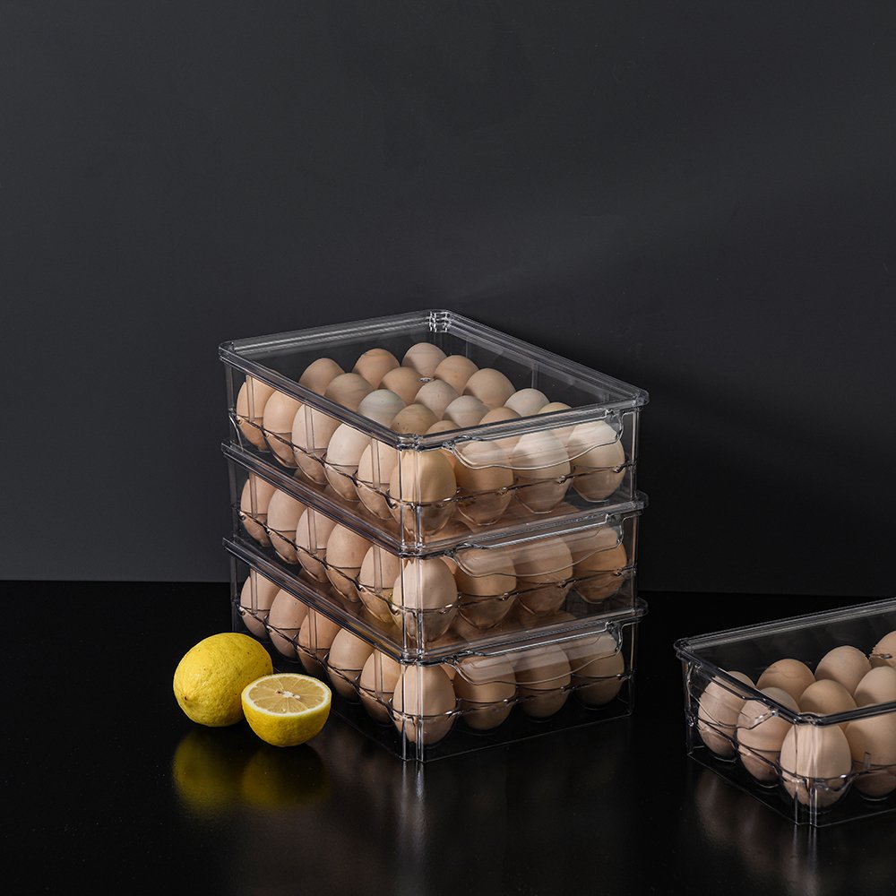 High Quality 24 Holes Clear Tray Egg Storage Box Food Grade PET Refrigerator Food Egg Preservation Box