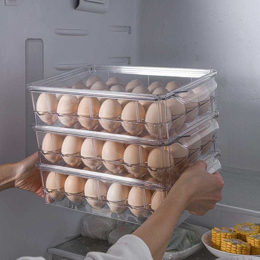 High Quality 24 Holes Clear Tray Egg Storage Box Food Grade PET Refrigerator Food Egg Preservation Box