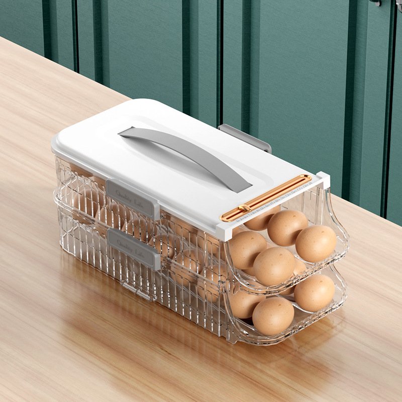 DS2271 Automatic Rolling Egg Fresh Storage Box for Fridge Egg Holder Container Organizer Bin Egg Container For Refrigerator