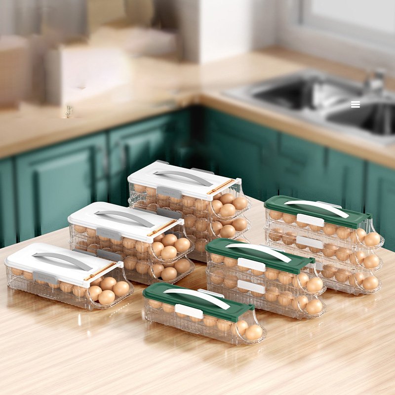 DS2271 Automatic Rolling Egg Fresh Storage Box for Fridge Egg Holder Container Organizer Bin Egg Container For Refrigerator