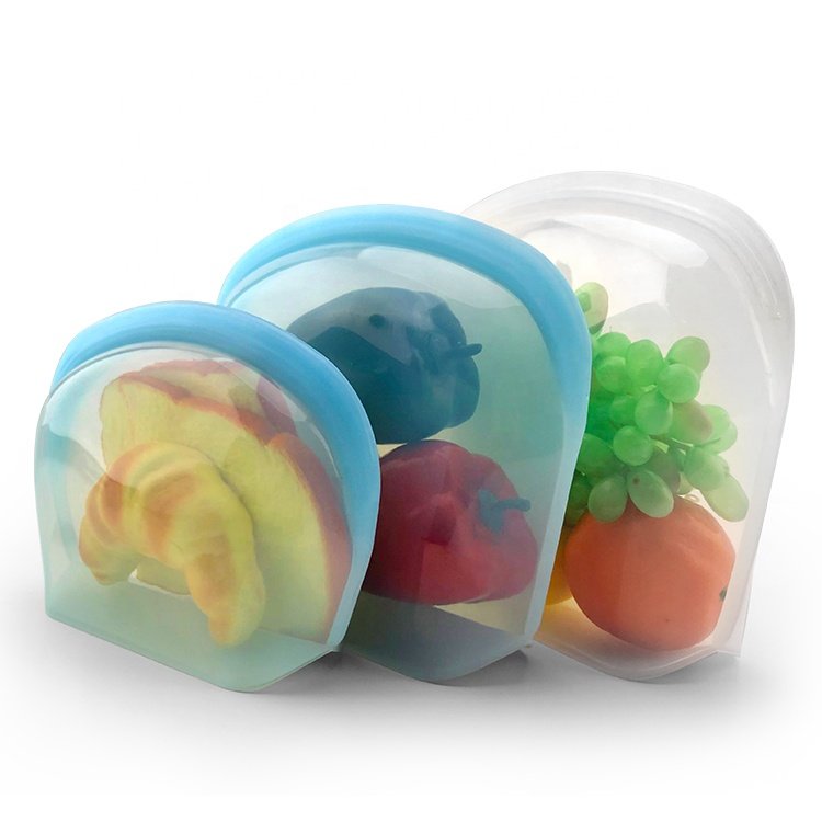 2000ML Odorless Eco-friendly Microwave Silicone Food Storage Foldable Bag Base Open wide Zip-lock Container Travel Makeup Bag
