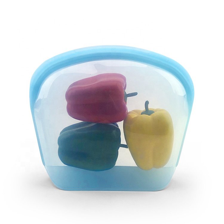 2000ML Odorless Eco-friendly Microwave Silicone Food Storage Foldable Bag Base Open wide Zip-lock Container Travel Makeup Bag