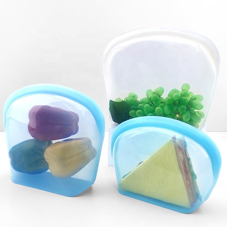 2000ML Odorless Eco-friendly Microwave Silicone Food Storage Foldable Bag Base Open wide Zip-lock Container Travel Makeup Bag
