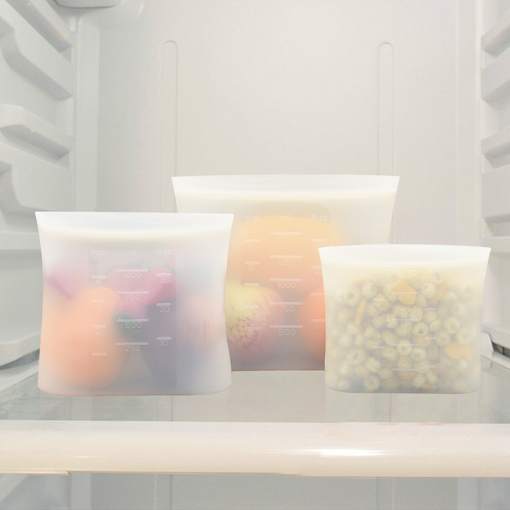 BPA Plastic Free No Glues Adhesives Reusable Stand-Up Leakproof Food Storage Container Freezer Silicone Zipper Bag for Food