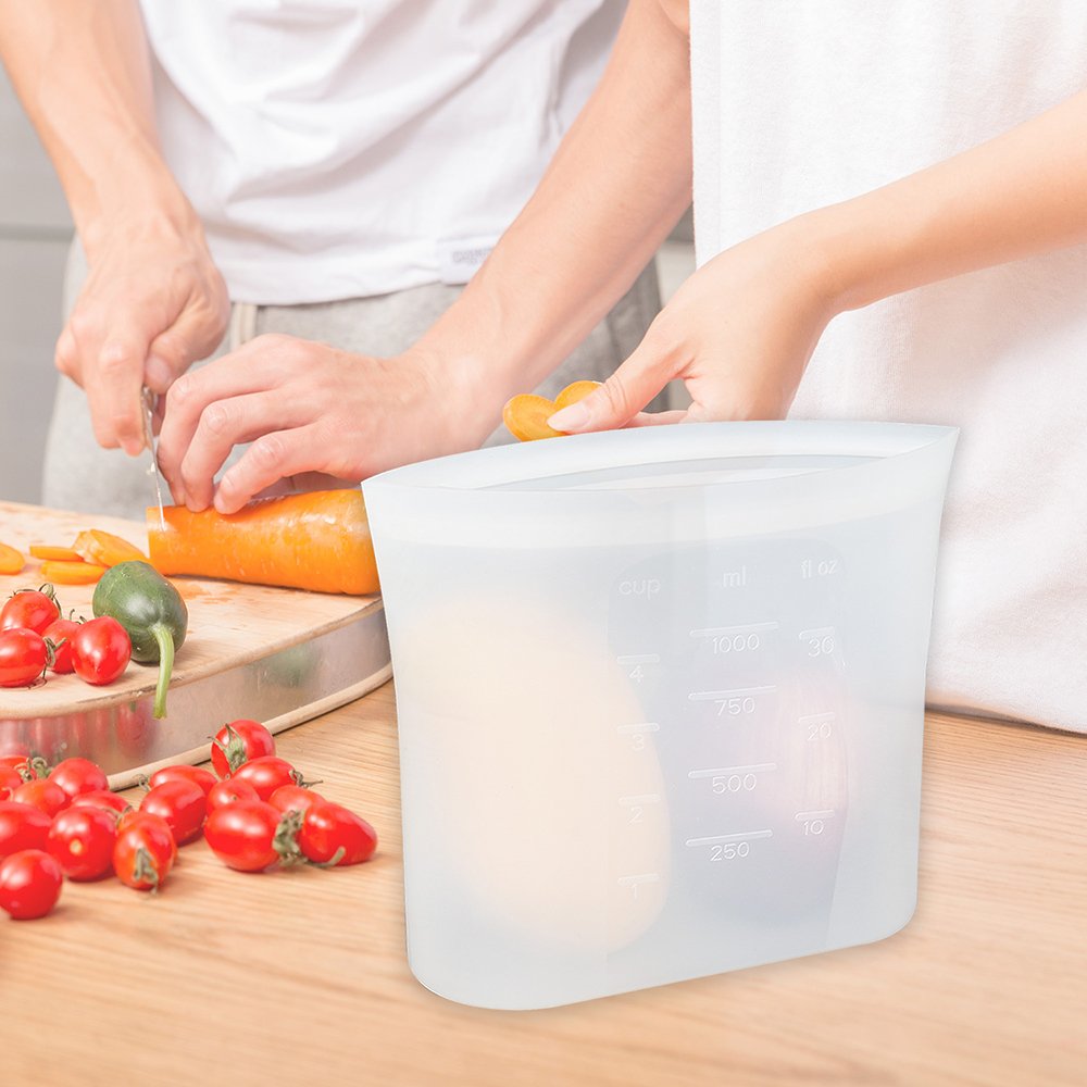 BPA Plastic Free No Glues Adhesives Reusable Stand-Up Leakproof Food Storage Container Freezer Silicone Zipper Bag for Food