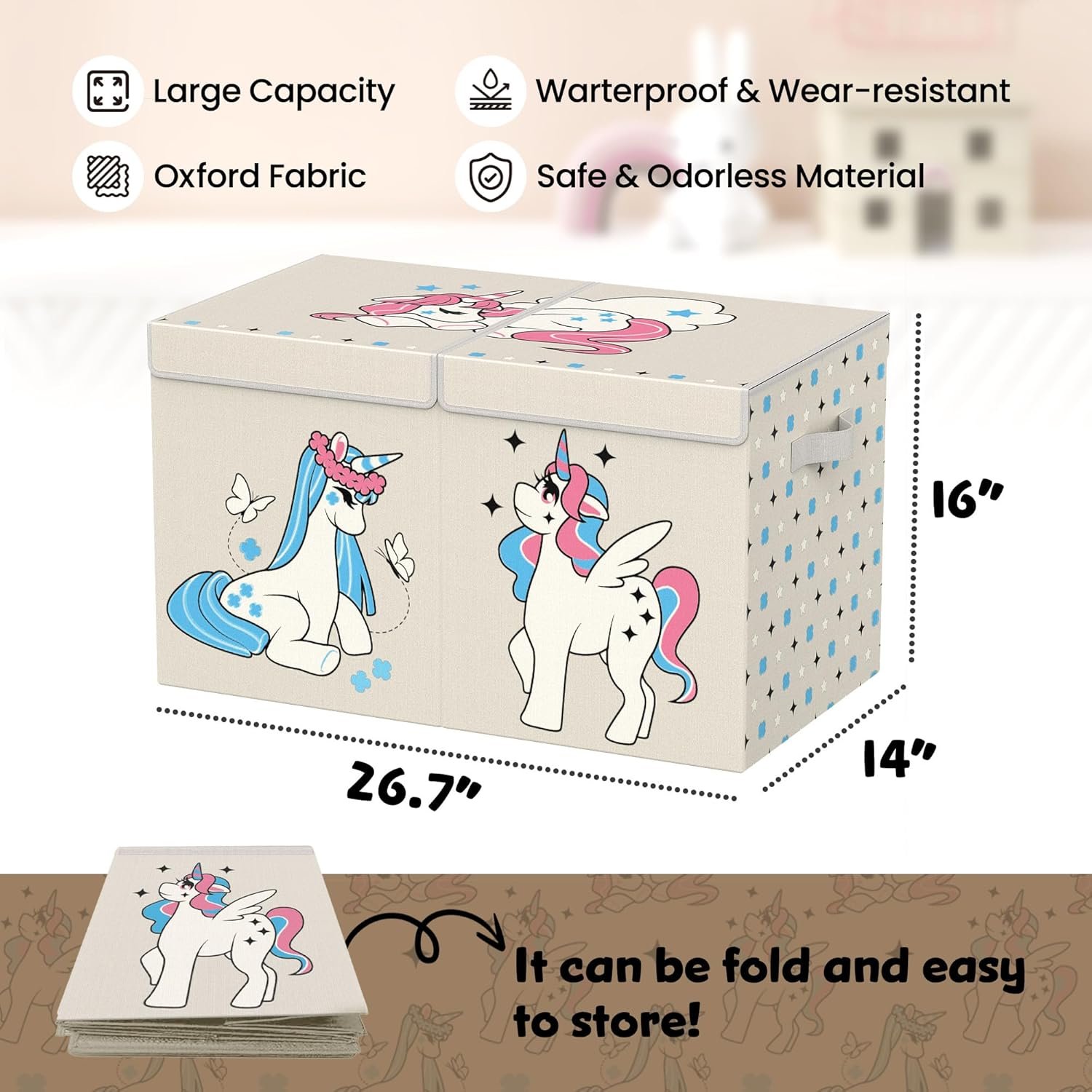 High Quality Flip Storage Box Front Opening Thickened Kids Toys Storage Boxes and Bins Foldable Laundry Storage Basket