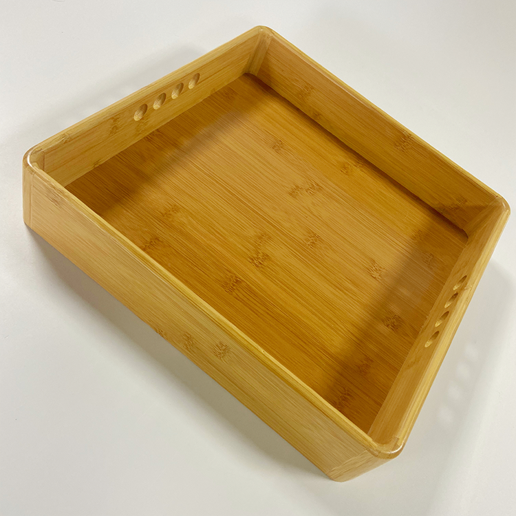 Bamboo Storage Box Organizer Round Corner With Finger Holes Chinese Tea Tray Bamboo Round Corner Serving Tray