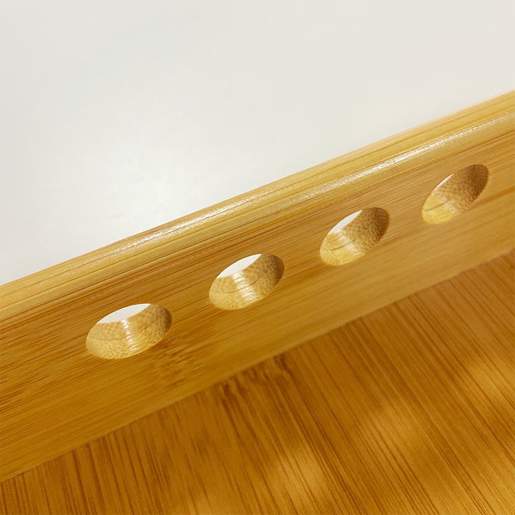 Bamboo Storage Box Organizer Round Corner With Finger Holes Chinese Tea Tray Bamboo Round Corner Serving Tray