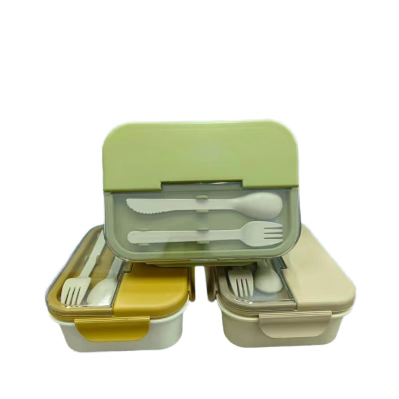 Portable Lunch Box Made Of food Grade Wheat Straw With Grid Design And Sealing Ring Design For food Preservation