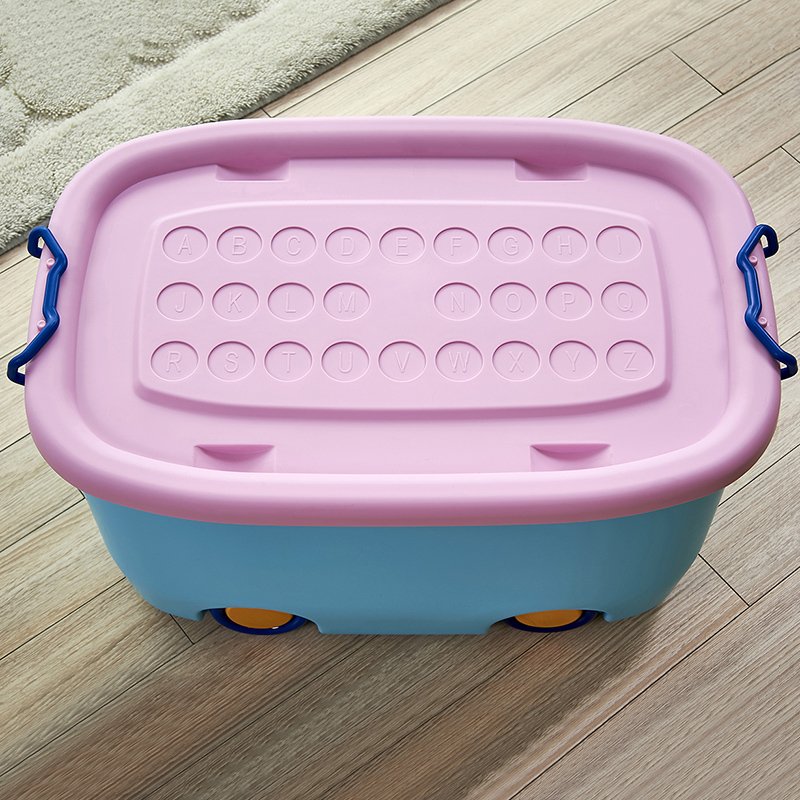 Hot sell Large Home Multi-color Kids Cute Car Plastic storage box Children toy Storage Bin Organizer with wheels
