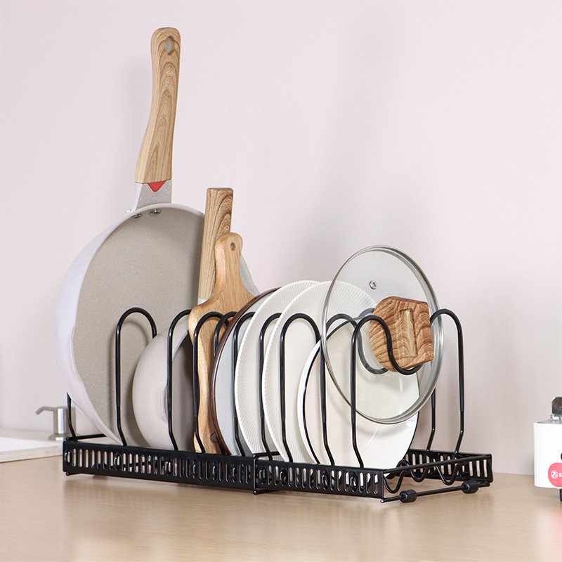 Multi-layer Adjustable Telescopic Pot Cover Frame Multifunctional Wave Kitchen Pantry Organizer