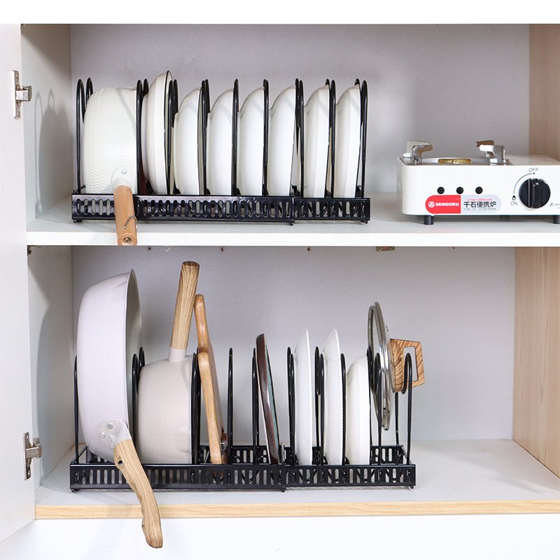 Multi-layer Adjustable Telescopic Pot Cover Frame Multifunctional Wave Kitchen Pantry Organizer