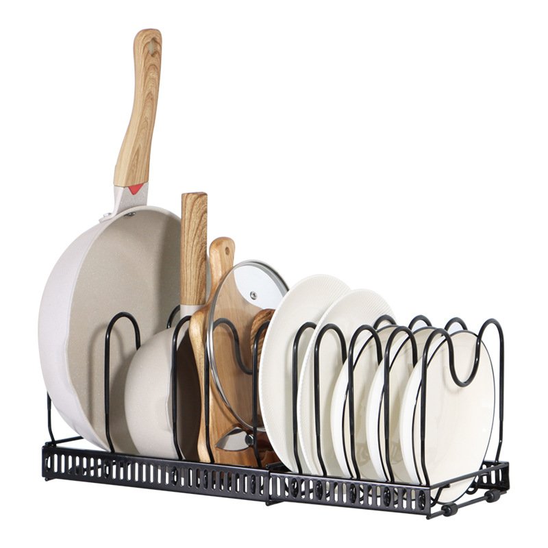 Multi-layer Adjustable Telescopic Pot Cover Frame Multifunctional Wave Kitchen Pantry Organizer
