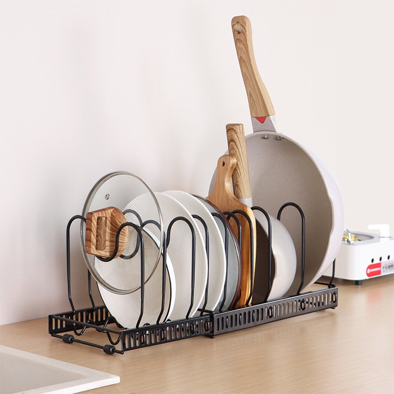 Multi-layer Adjustable Telescopic Pot Cover Frame Multifunctional Wave Kitchen Pantry Organizer
