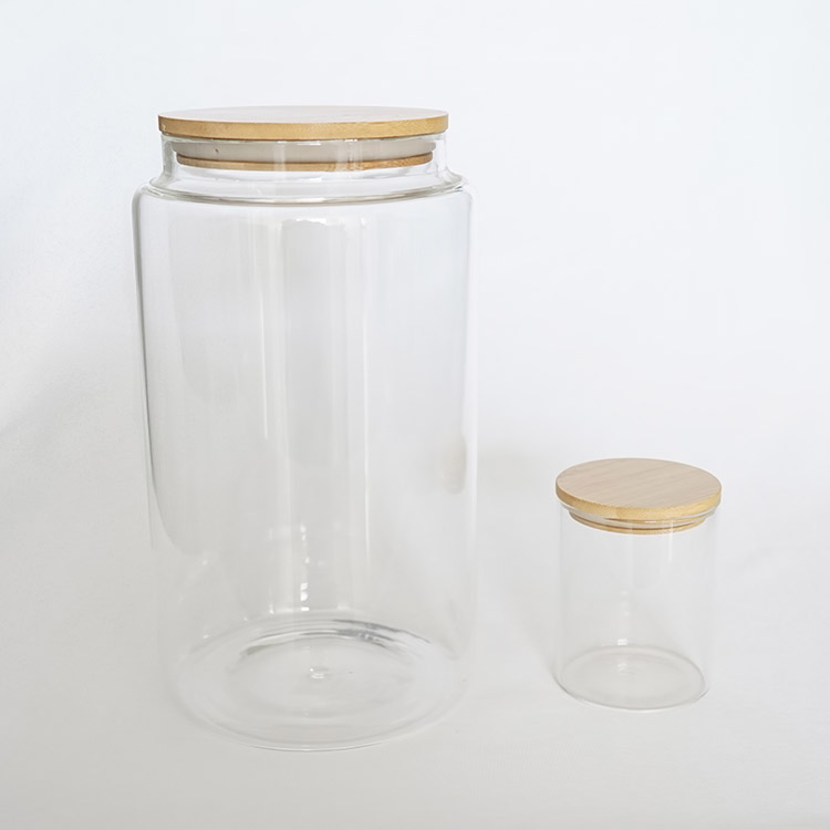 hot sale kitchen & tabletop 4.5L food large clear tall kitchen storage round borosilicate glass jar with bamboo lid