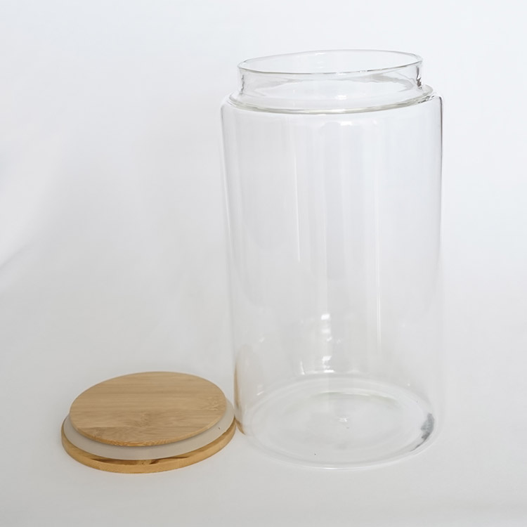 hot sale kitchen & tabletop 4.5L food large clear tall kitchen storage round borosilicate glass jar with bamboo lid