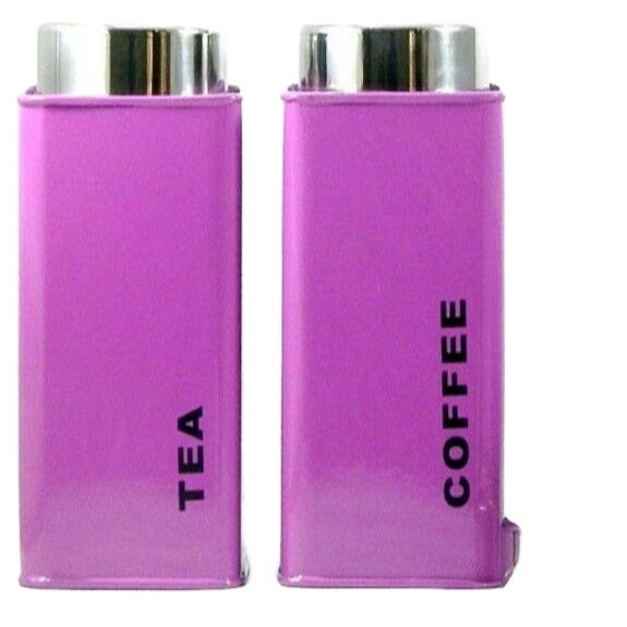 3-Piece Classic Style Tea Coffee Sugar Stainless Steel Canister Set Eco-Friendly Square Jars Purple Ins Load 5kg Metal 1cm