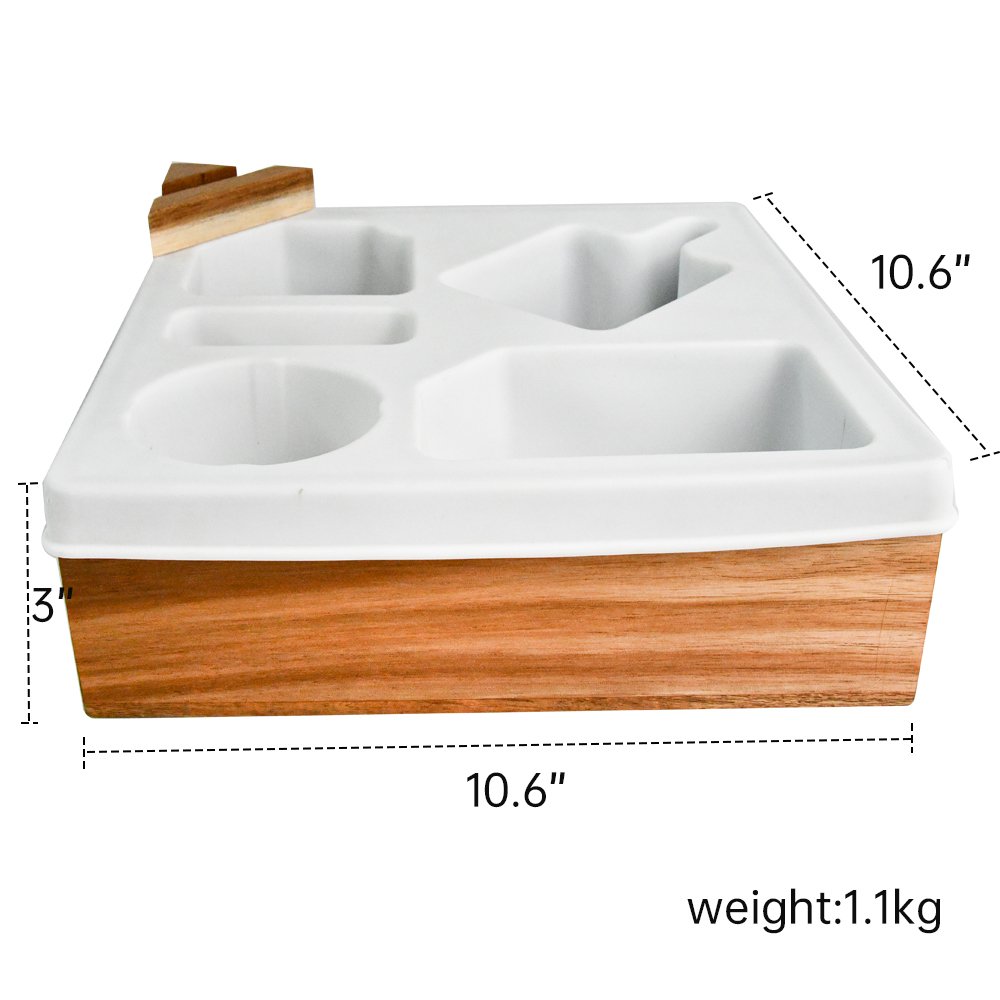 2 in 1 Convenient Soft Fluffy Silicone Acacia Wood Sofa Couch Caddy For Bed Car Seat Beach Organizer Snack Box With Phone holder