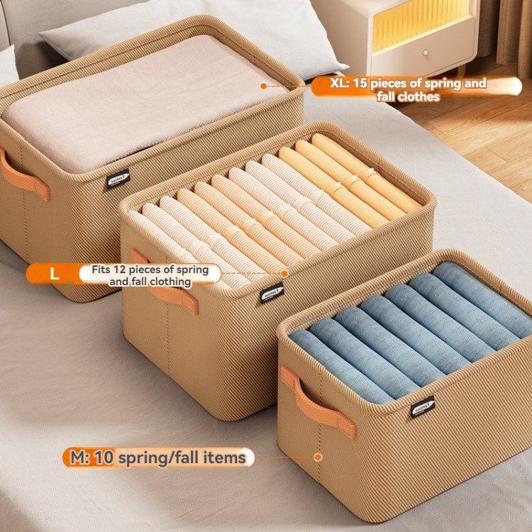 Non-Woven Steel Frame Home Wardrobe Organizer Basket Storage Box with Handles Clothes Closet Storage