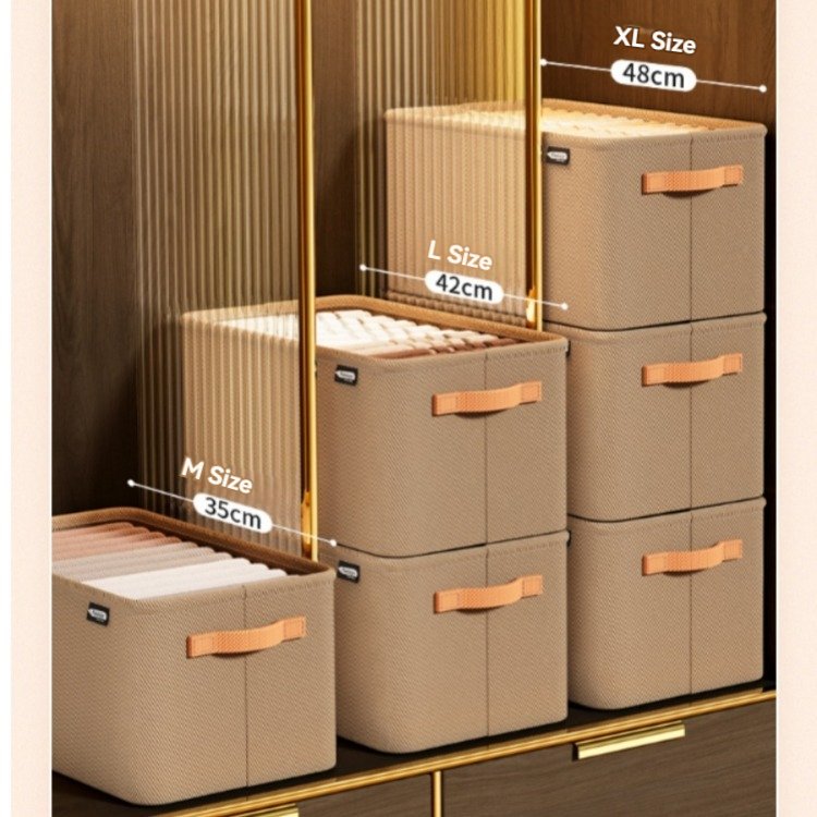 Non-Woven Steel Frame Home Wardrobe Organizer Basket Storage Box with Handles Clothes Closet Storage