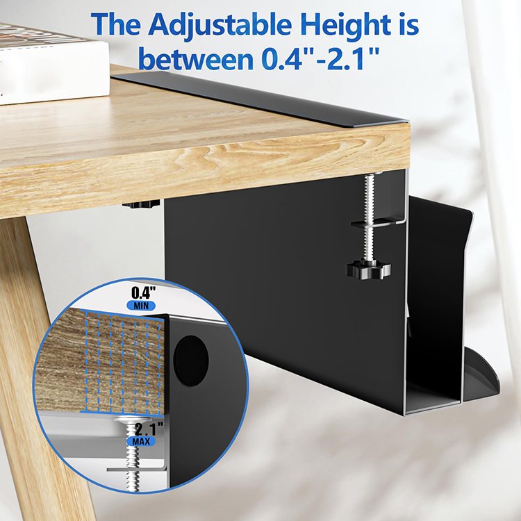 JH-Mech Desk Storage Box Organizer Laptop Holder Clamp on Mount with Magnetic Pen Holder Carbon Steel Desk Side Storage
