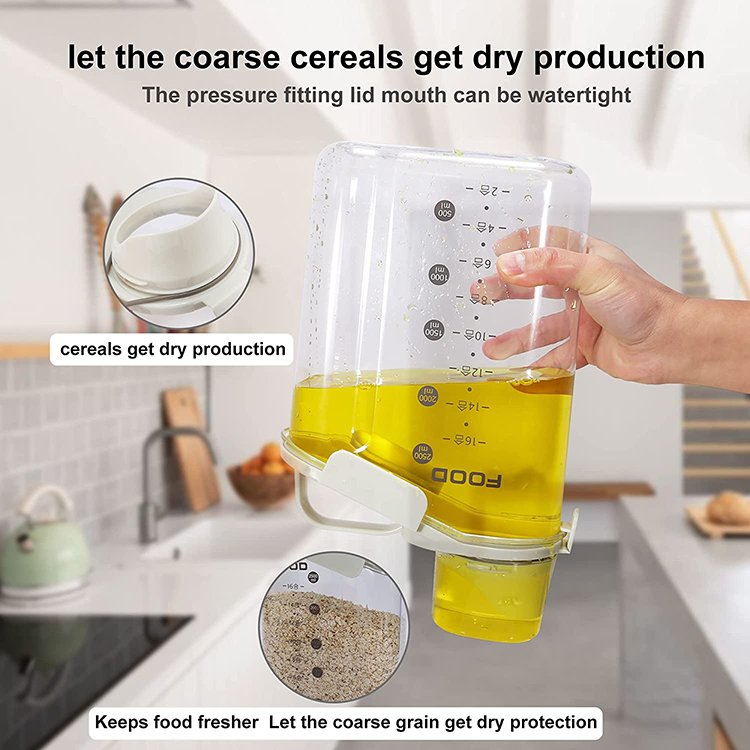 Japan 2.8l Transparent Airtight Grain Jar Plastic Sealed Tank Rice Dry Food Cereal Storage Containers With Measuring Cup