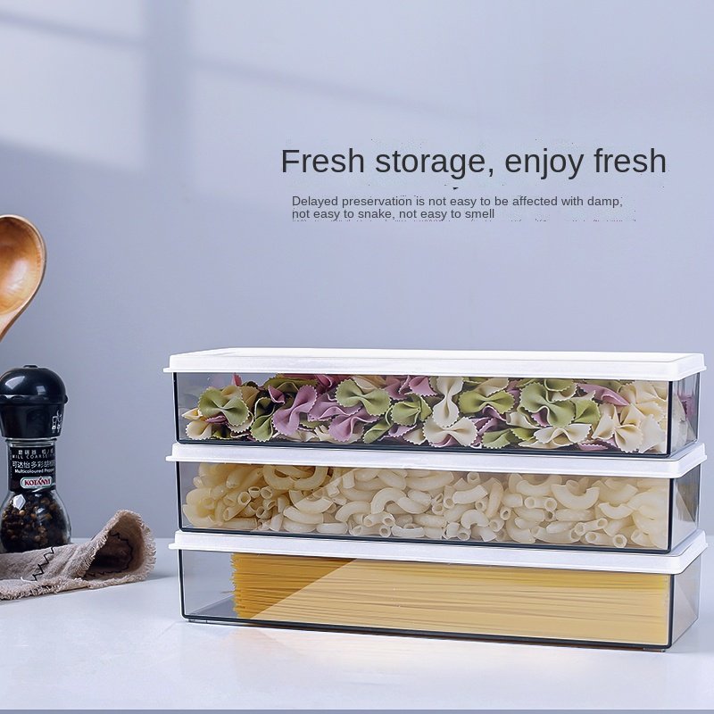Metka Household Friendly Eco Storage Boxes for Kitchen Storage White Lid with Transparent Material Noodle Storage Box