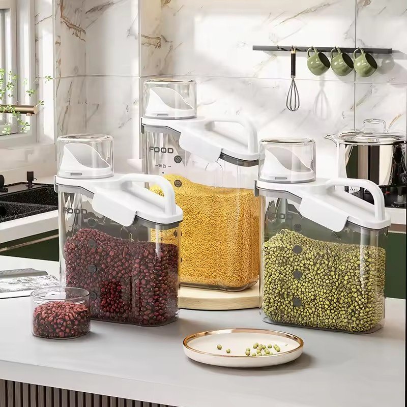 Hot Selling 1600ml Capacity Sealed Food Storage Container New Kitchen Accessory with Measuring Cup for Grain & Rice