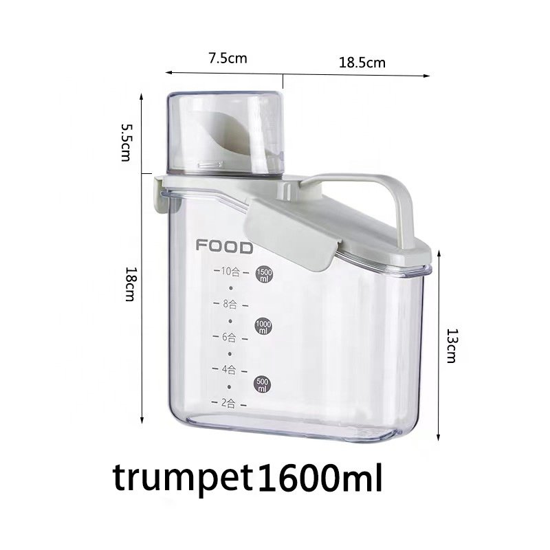 Hot Selling 1600ml Capacity Sealed Food Storage Container New Kitchen Accessory with Measuring Cup for Grain & Rice