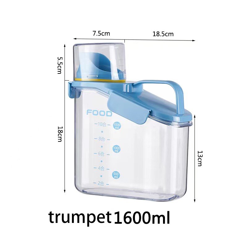 Hot Selling 1600ml Capacity Sealed Food Storage Container New Kitchen Accessory with Measuring Cup for Grain & Rice