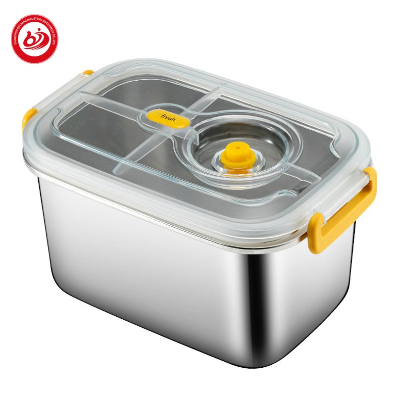 Leak proof multiple sizes thermal vacuum vegetable fridge fresh storage container box SUS304 with plastic lid