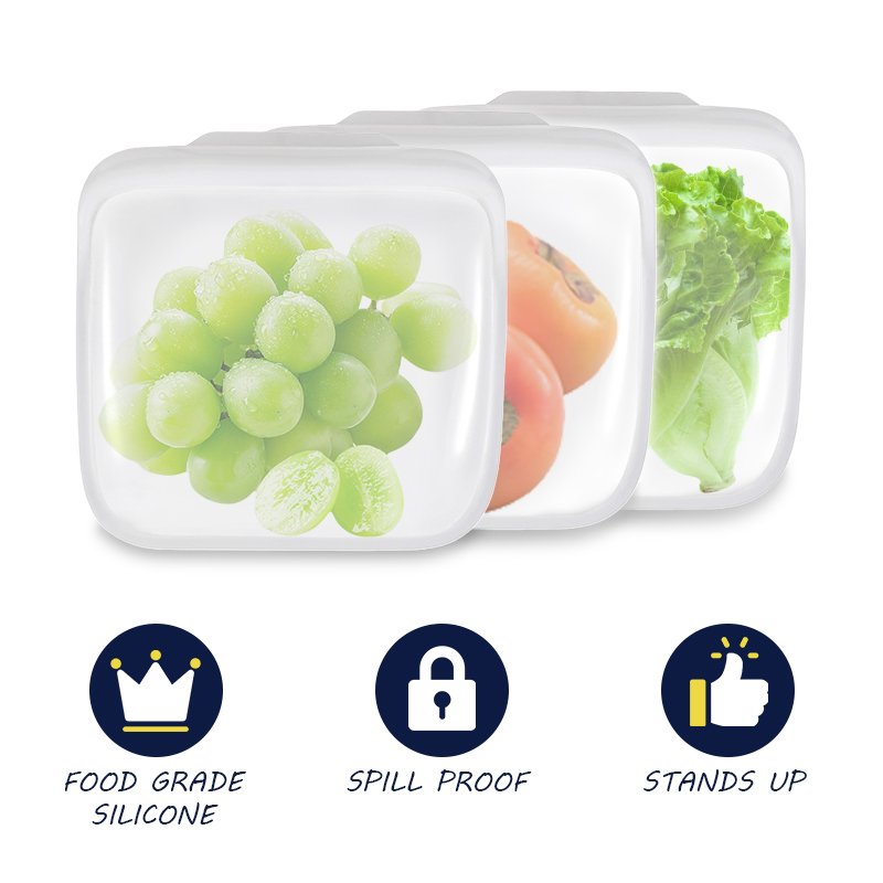 Silicone Food Storage Containers Leakproof Containers Reusable Stand Up Zip Shut Bag Cup Fresh Bag Food Storage Bag Fresh Wrap