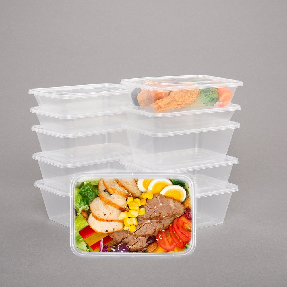 500 650 750 1000ML Food Storage Containers Disposable Plastic Bento Lunch Boxes Meal Prep Containers With Lids