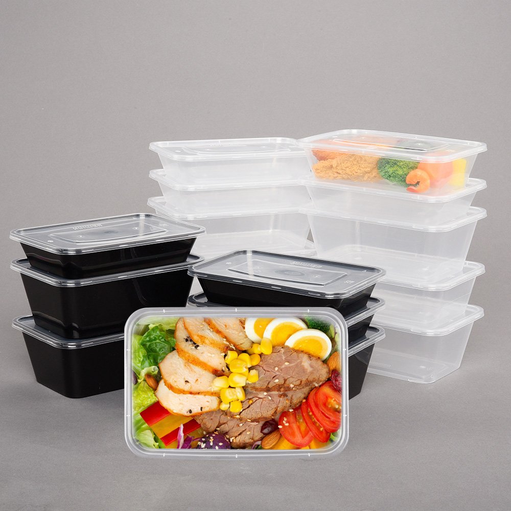 500 650 750 1000ML Food Storage Containers Disposable Plastic Bento Lunch Boxes Meal Prep Containers With Lids