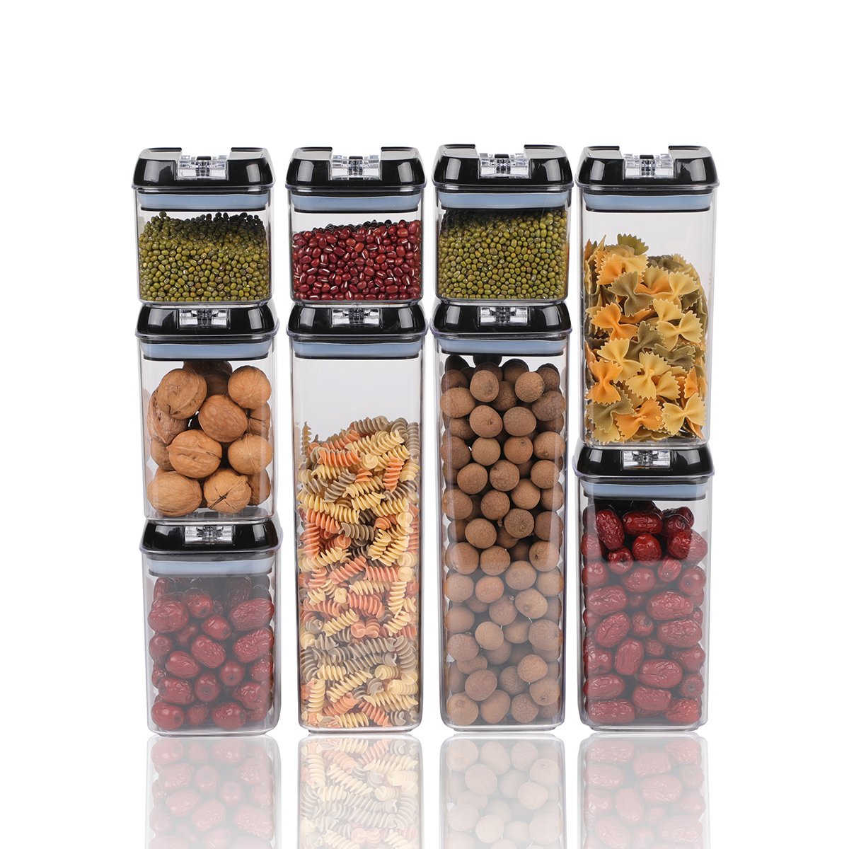 Best Sale 9pcs Clear Kitchen 9 pcs set transparent airtight food storage plastic containers Food Fridge Storage Box