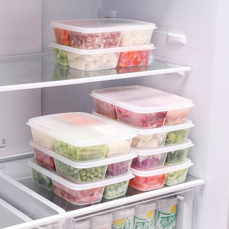 Plastic food storage container Transparent lattice vegetable storage crisper the crisper kitchen food Storage box